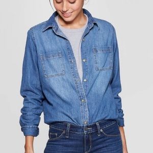 Denim button down top